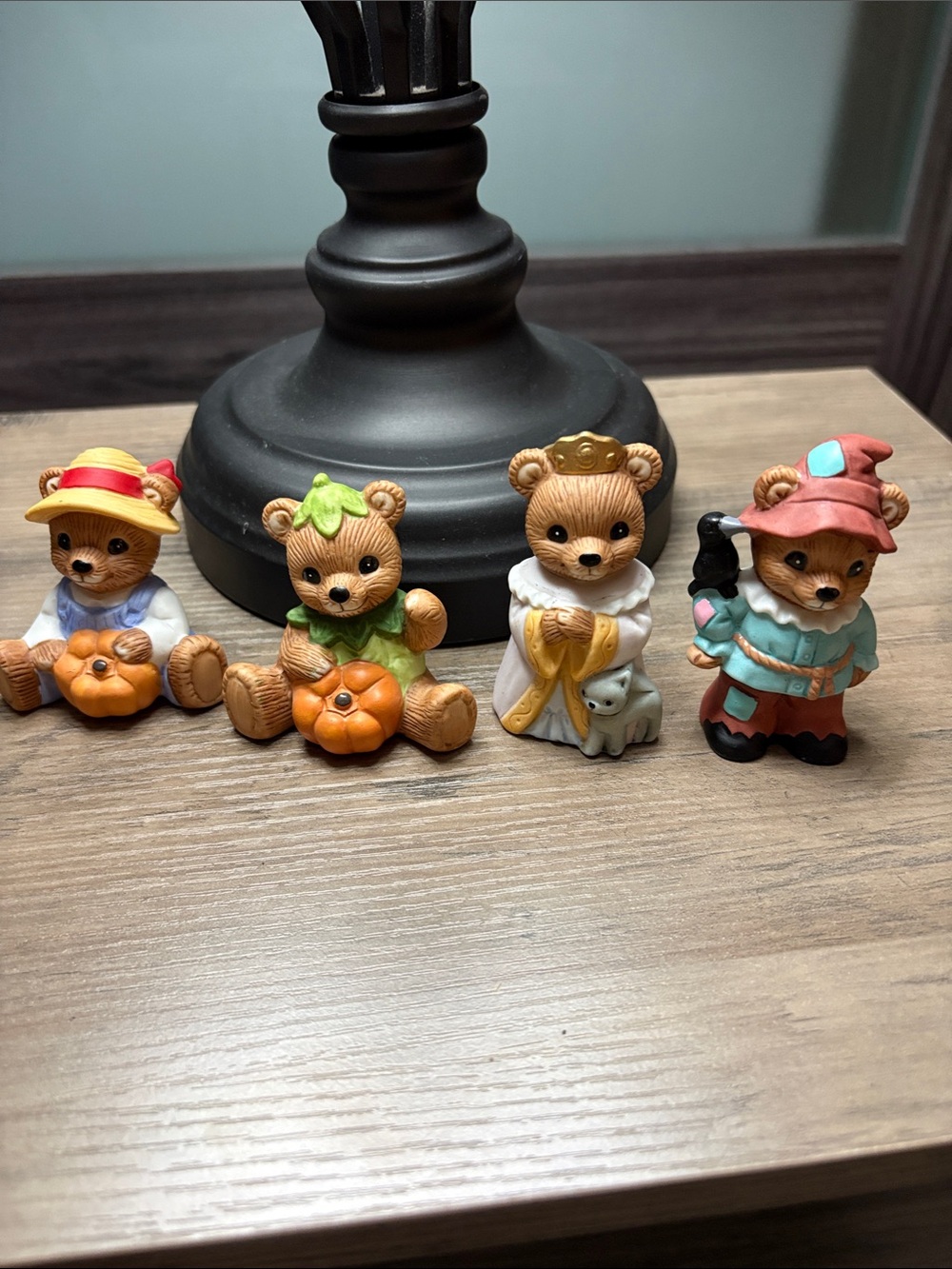 Homco Fall-Themed Vintage Bear Figurine in Costume Pumpkin Scarecrow Princess